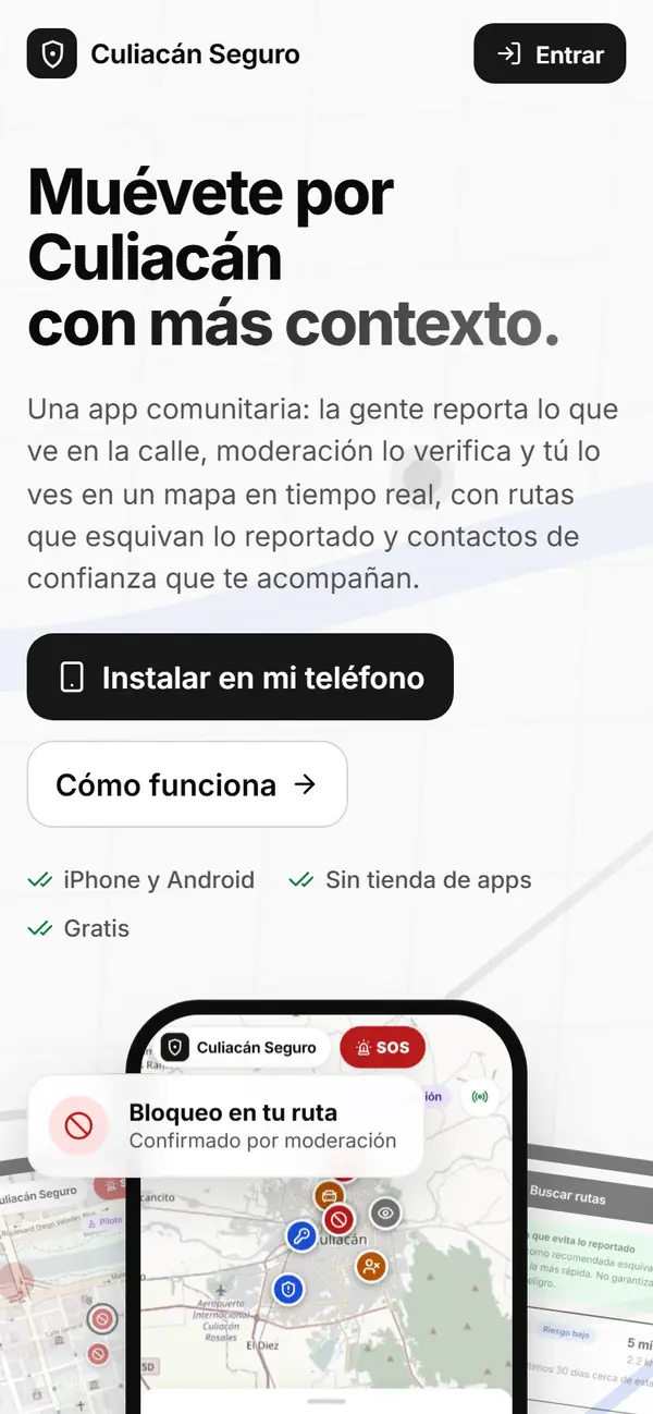 Culiacán Seguro: Presentación en teléfono